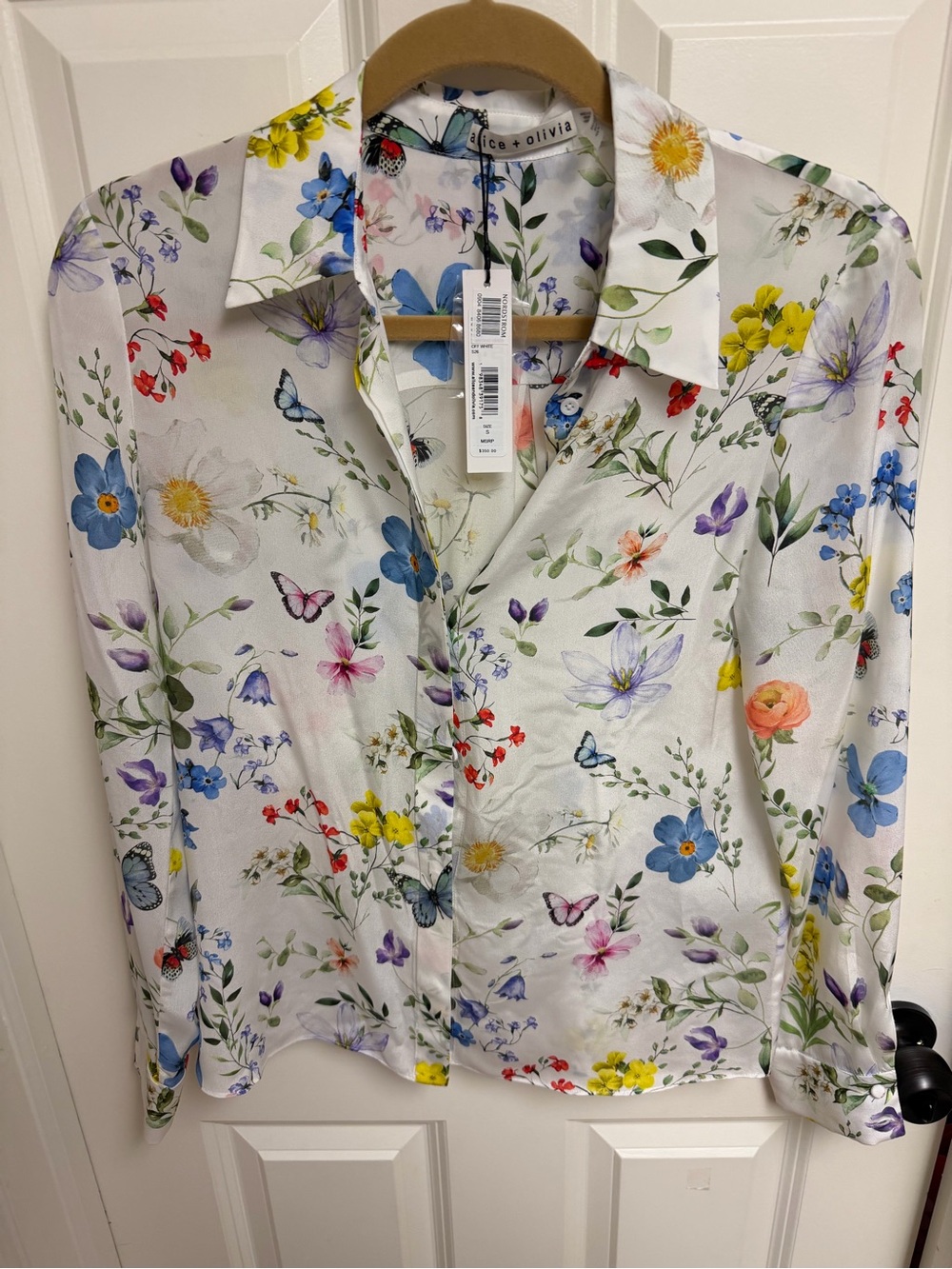 Alice + Olivia Willa Silk Blouse Size Small - Picture 7 of 9
